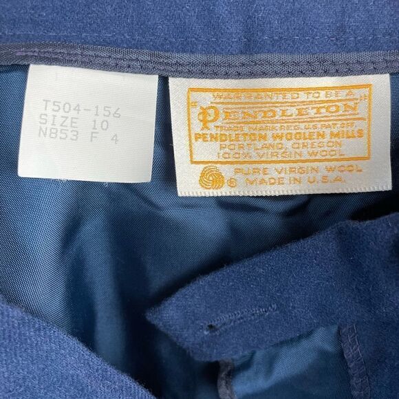 Vintage Pendleton Navy Virgin Wool Midi Skirt Size 10 - Picture 6 of 6